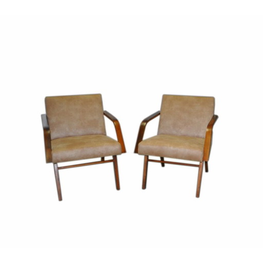 Paire de fauteuils Cesky Nabytek en cuir - années 1960