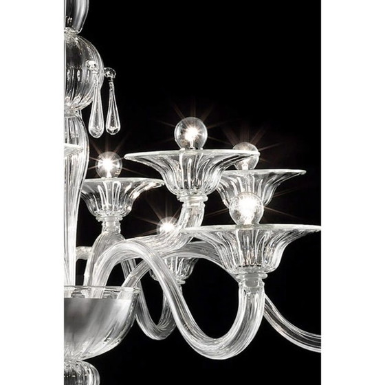 Image 1 of Elegant Transparent Venetian Murano Glass Chandelier