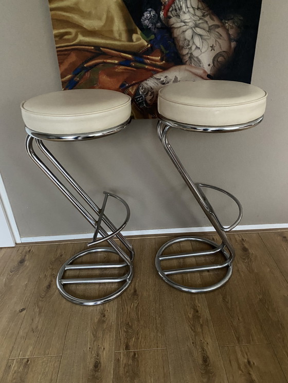 Image 1 of 2 vintage buisframe stalen barkrukken