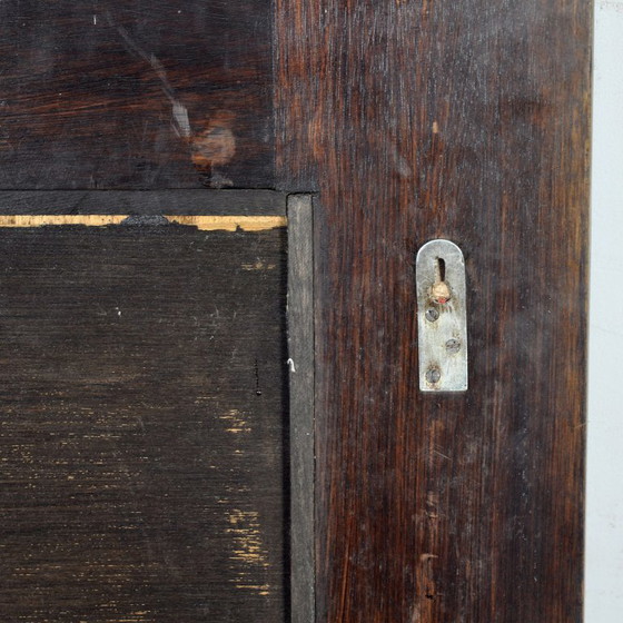 Image 1 of Eikenhouten brutalistische spiegel, jaren 70