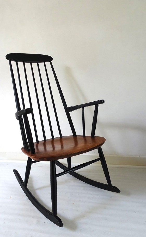 Roland Rainer High Back 1960 Sedia a dondolo IImari Tapiovaara – Hagafors Stolfabrik, Sedie a dondolo, Wood (photo 3 of 16)