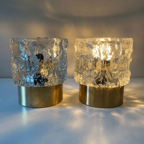 Image 1 of Set (2) tafellampen Peill & Putzler - ijsglas