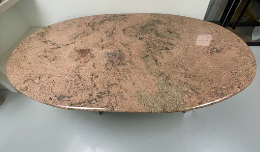 Pink Oval Granite Dining Table