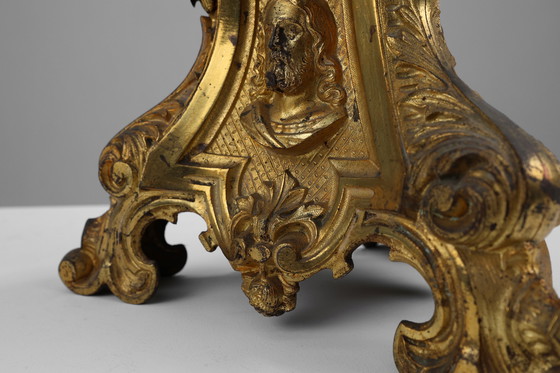 Image 1 of Grande portacandele da chiesa in bronzo e rame del XVIII secolo, Francia
