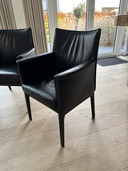 Elegante set di 6 sedie da pranzo Wittmann in pelle nera
