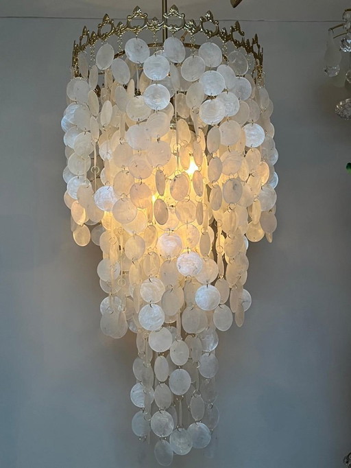 Vintage 60's capiz shell pendant lamp xxl size