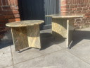 Set of 2 Marble / Natural Stone Side Tables on Wheels
