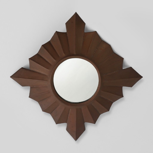 Miroir Art Déco en cuivre rouge, France années 1920