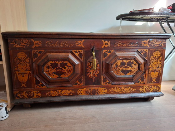 Bruidskist anno 1848 – Decoratieve objecten, Hout, IJzer (photo 2 of 5)