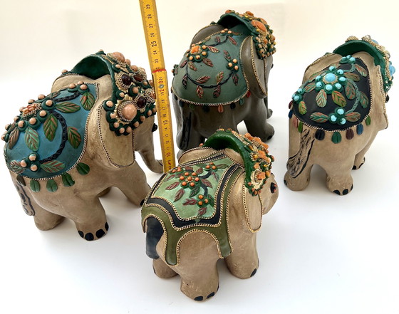 Image 1 of Four handmade elephant figurines – Brazil – folk art – 20th century