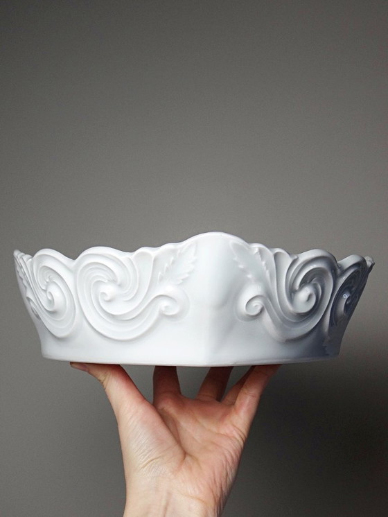 Image 1 of Vintage Limoges celadon porcelain square bowl/salad bowl from the 1950s-1970s