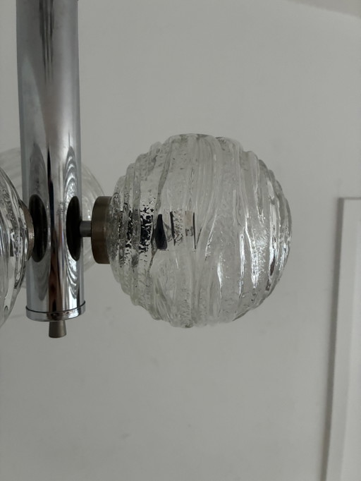 Vintage Pendant Lamp 3 Glass Spheres Fischer Leuchten – hanglampen, Chrome (photo 2 of 13)