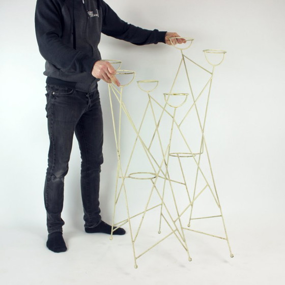 Image 1 of Large Mid Century Steel Plant Holder Stand, Czechoslovakia 1960s