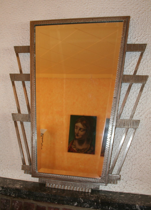 Metal Art Deco mirror (forged/ trapezoidal shape)