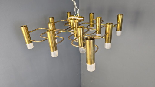 Lustre Sciolari du milieu du siècle avec 13 points lumineux