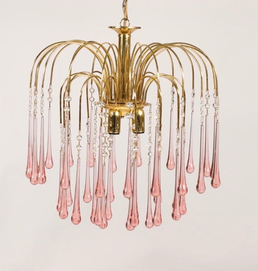 Lampadario a goccia in vetro di Murano anni '70