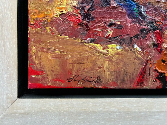 Elly Smidt - abstract composition, Paintings & Drawings, Wood, Canvas, Multi Color (photo 3 of 5)
