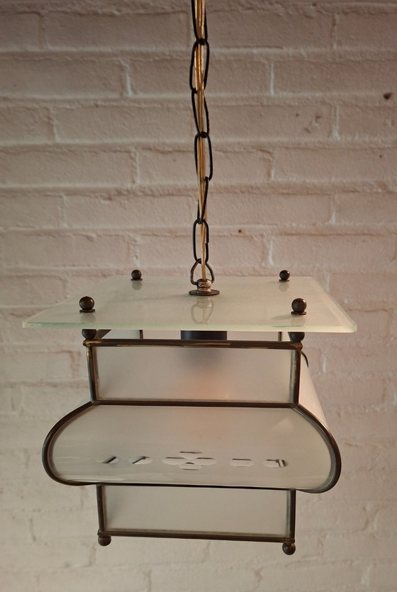 Hanging Ceiling light - Copper - Art Deco Amsterdam School., Amsterdamse school, Transparent (photo 9 of 15)