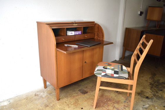 Image 1 of Mid - Century bureau secretary vintage chest of drawers cabinet