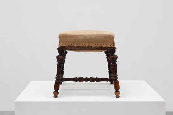 Image 1 of Baroque 19th century oak stool in Louis XV style, France 