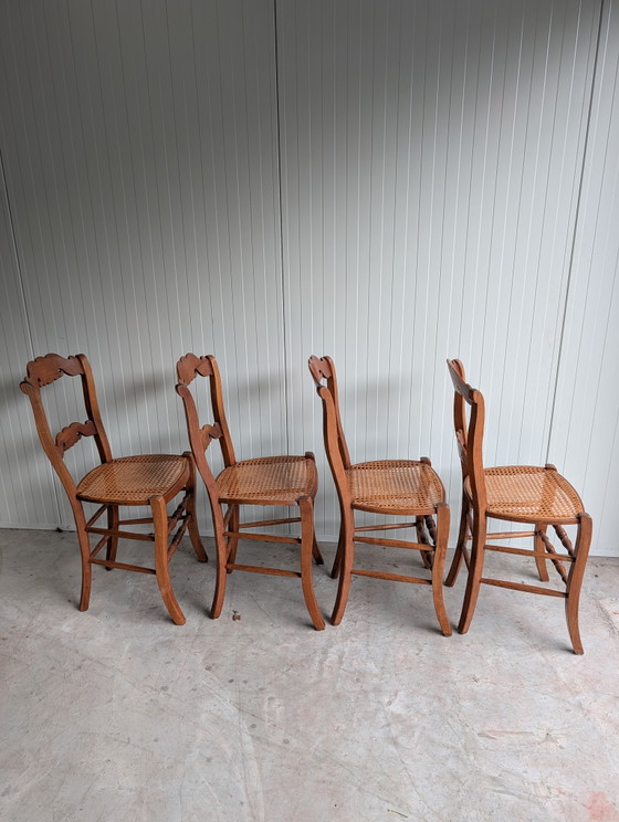 4 Belle sedie vintage/antiche – Sedie da pranzo, Rattan, Wood (photo 3 of 7)