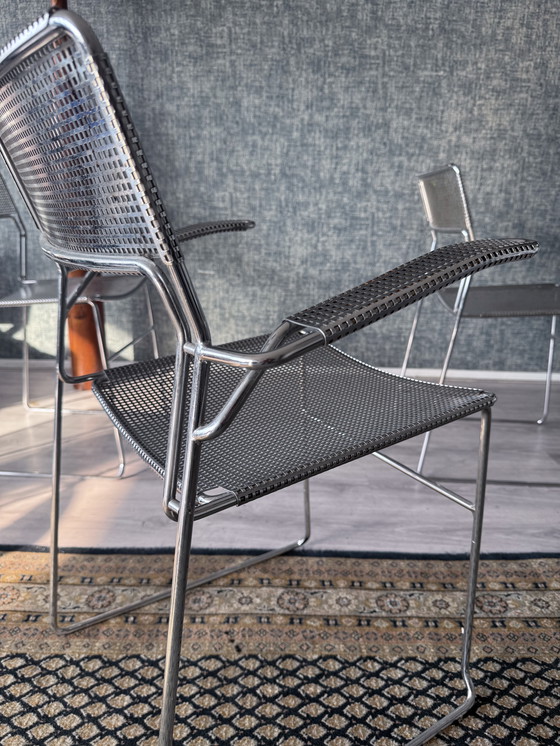 Image 1 of Juego de 3 sillas apilables cromadas "Sultana" de Arrben International, ca 80s