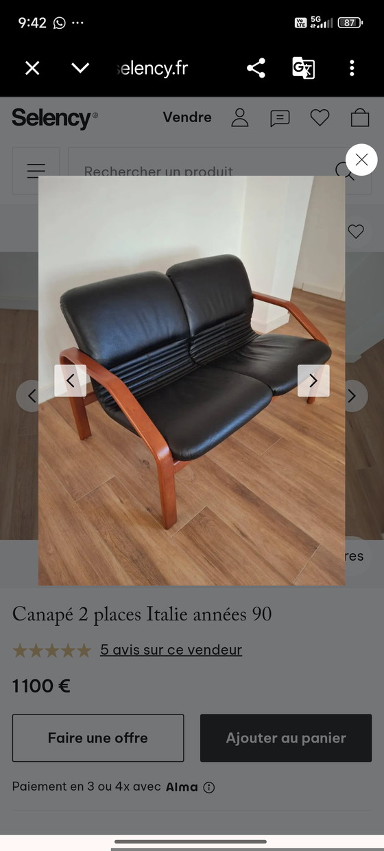 Image 1 of Vintage 2-seater leather sofa