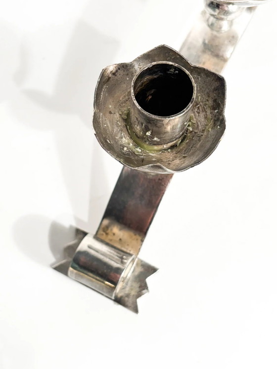Dreifach versilberter Metallkandelaber, italienische Fertigung, 1950er Jahre – Dekorative Objekte (photo 9 of 14)