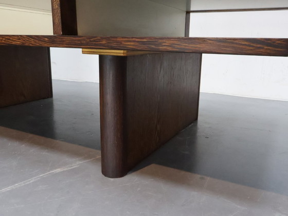 Image 1 of Vintage Wenge Coffee Table with Smoked Glass - Space Age Style