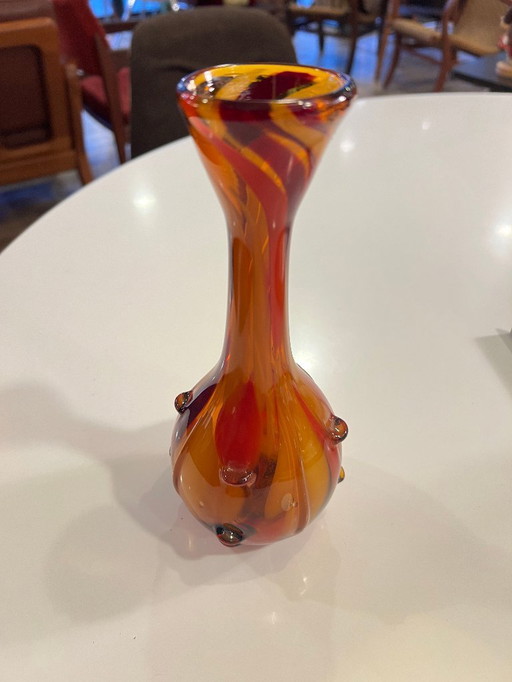 Vintage Aseda Vase | 60er Jahre schwedisches Glas | Orange-Braun | Mundgeblasen
