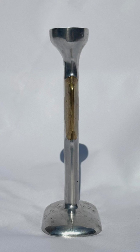 Portacandele scultoreo David Marshall, alluminio e bronzo, Argentato, Design (foto 4 di 6)