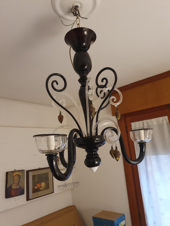 Image 1 of Black Murano glass chandelier