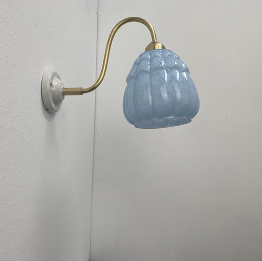 Antique Clichy Vintage Glass Swan Neck Wall Light