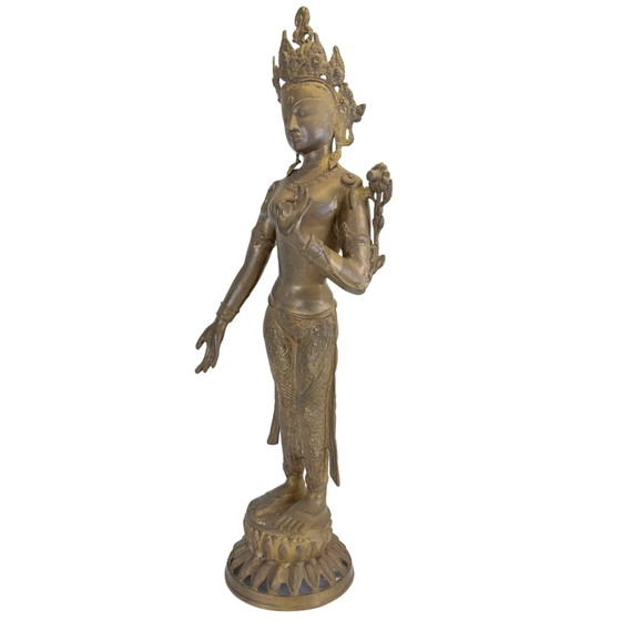 Monumental Tara Verde (Syama Tara) de bronce dorado al fuego – Nepal – Siglo XIX – 78 cm – Esculturas, Bronze (photo 8 of 11)