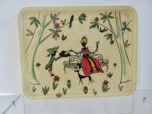 Fiberglass Tray, Naïve Drawing, Marque Sadac, France, 50s 60s