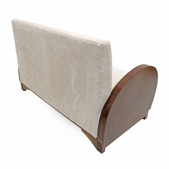 Image 1 of Divano a due posti Art Déco in bouclè e noce, Italia, anni '30