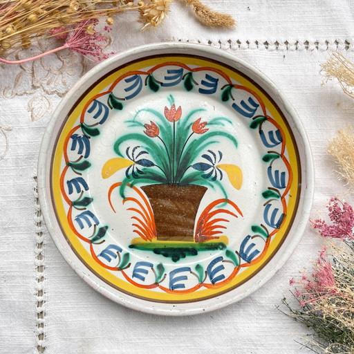Assiette creuse en faïence de Nevers française antique, 19e siècle