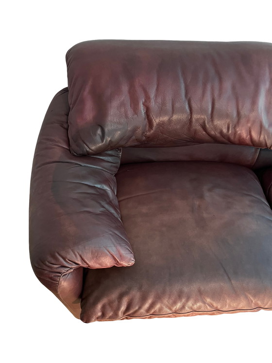 Image 1 of Cassina Maralunga 3-seater leather sofa by Vico Magistretti 1970s