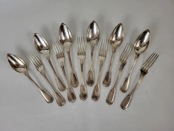 12 zilverkleurige metalen bestekdelen, mesh model – Besteksets (photo 2 of 11)