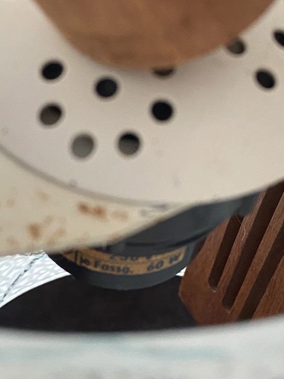 Image 1 of Lampe suspendue design scandinave des années 1960 en teck et verre gaufré