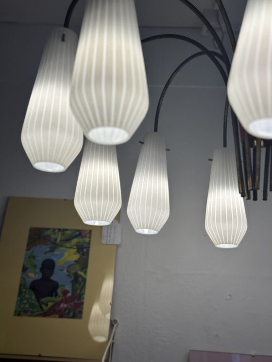 Image 1 of  Prachtige Vintage Opaalglas Kroonluchter Plafond Hanglamp Prachtige Vintage Opaalglas Kroonluchter Plafond Hanglamp 1/5 Prachti