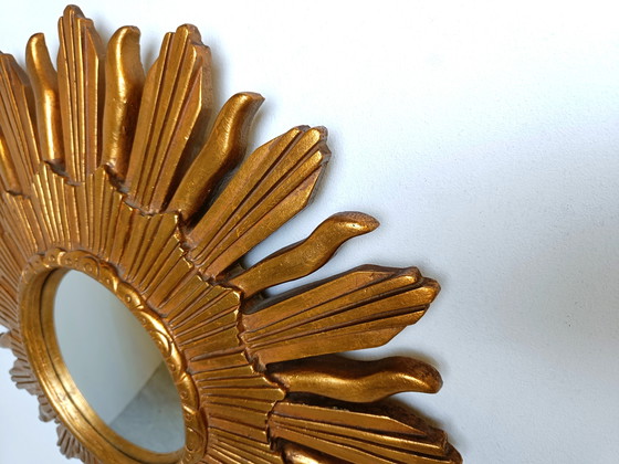 Image 1 of Vintage Golden Sunburst Mirror, 1960s