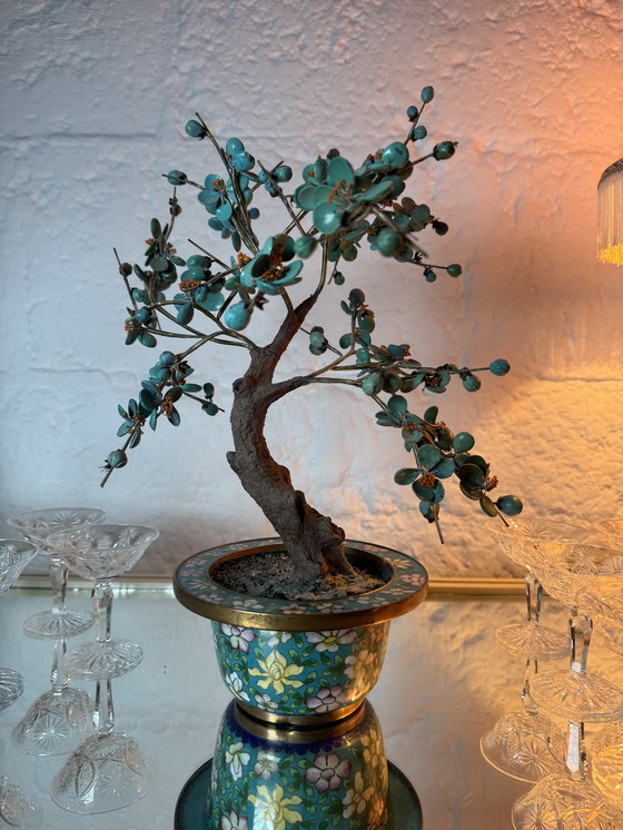 Image 1 of Bonsai turchese e cloisonné, periodo Repubblica Cinese