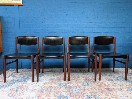 4x Chaises Vintage en bois de rose, Grete Jalk pour Glostrup Møbelfabrik, 1960s