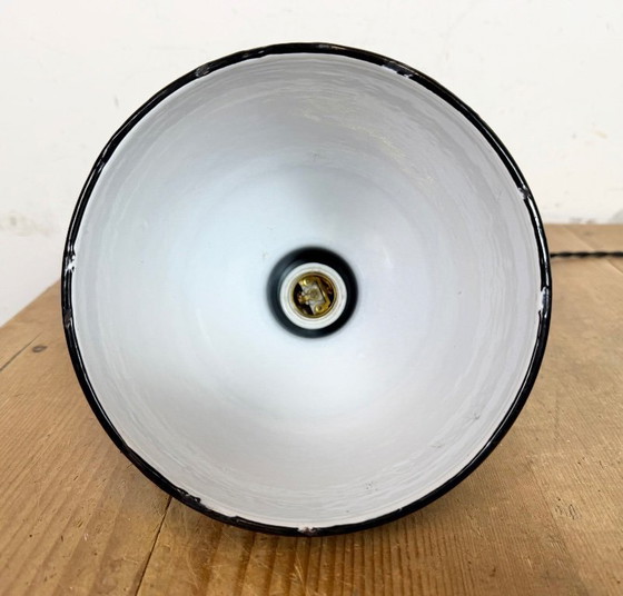 Image 1 of Small Industrial Black Enamel Ceiling Lamp, 1950s