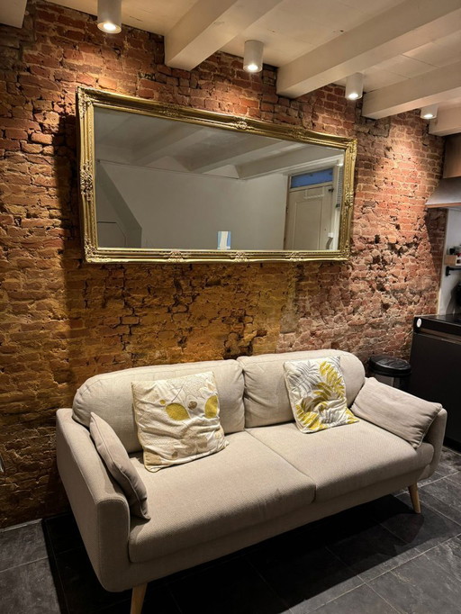 Oude gouden facetspiegel - barokstijl - 183,5x83,5cm