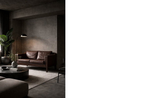 Image 1 of Divano vintage in pelle marrone, stile scandinavo moderno di metà secolo, anni '70