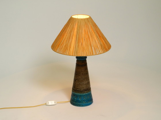 Image 1 of Beautiful 1960s Rimini Blue Ceramic Table Lamp by Aldo Londi for Bitossi, Italy