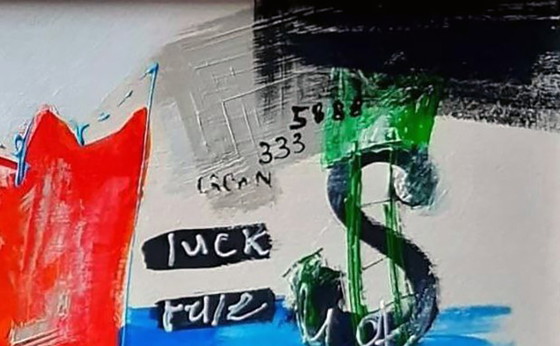 Original Acrylic Painting Contemporary Art Symbolism Dollar King – Paintings & Drawings, Mdf (photo 3 of 5)