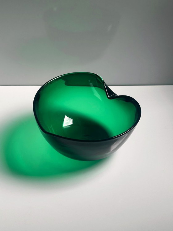 Image 1 of Ciotola in vetro vintage Glasstorm Scotland Ciotola di metà secolo Verde fatta a mano anni '50 Posacenere Vide Poche Murano